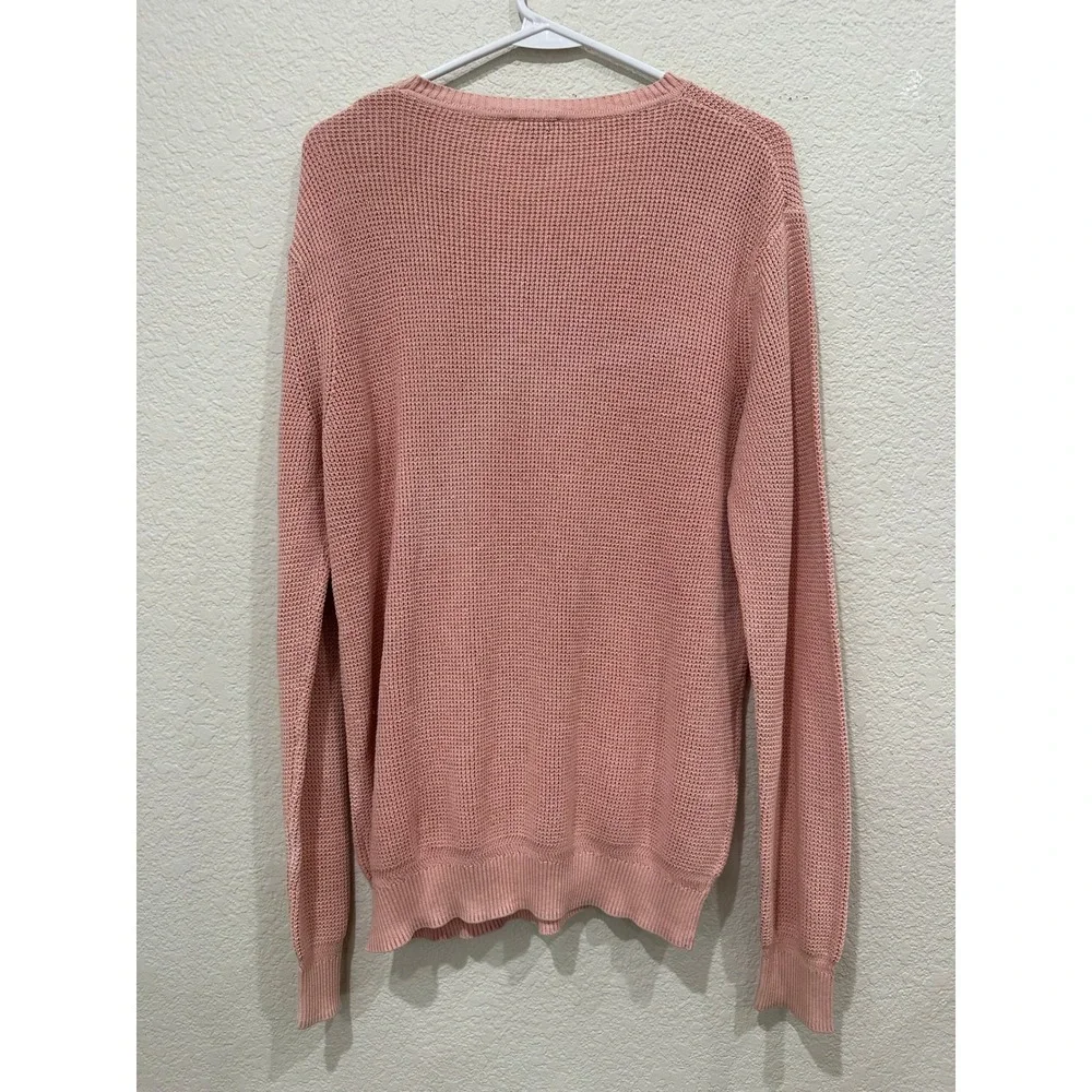 Faherty Brand Pink Organic Cotton Waffle Knit Crewneck Sweater Womens Medium